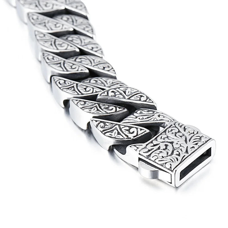 17mm Chunky Cuba Chain Bracelet For Men Stainless Steel 316L Cool Hand Thick Chain Jewelry