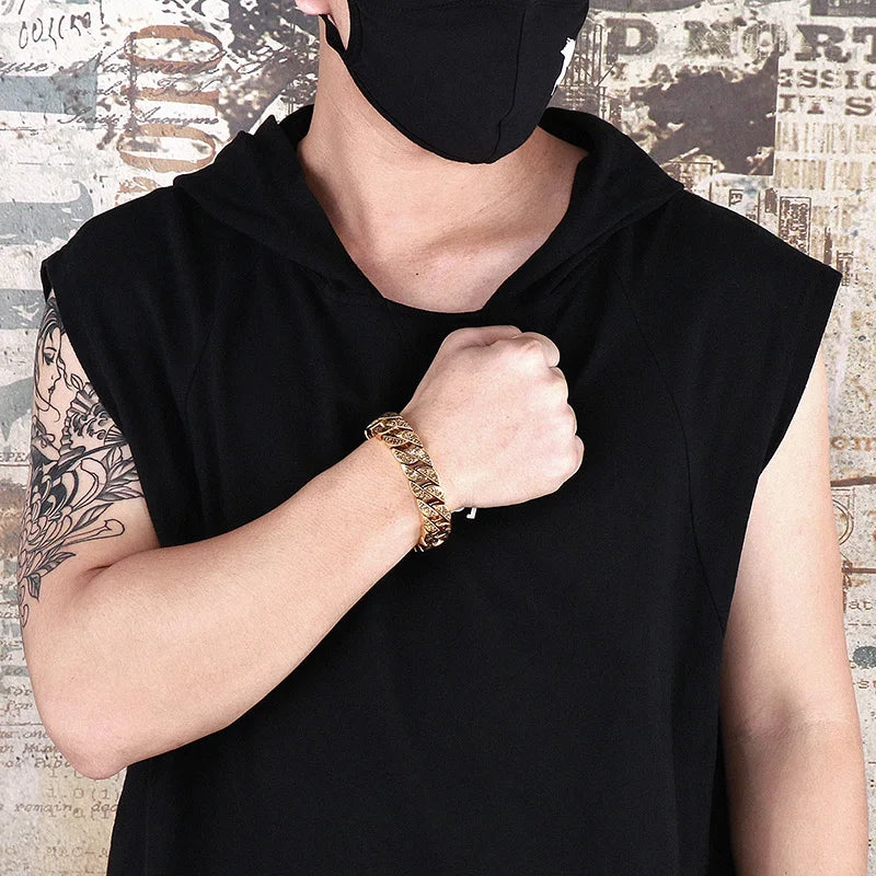 17mm Chunky Cuba Chain Bracelet For Men Stainless Steel 316L Cool Hand Thick Chain Jewelry