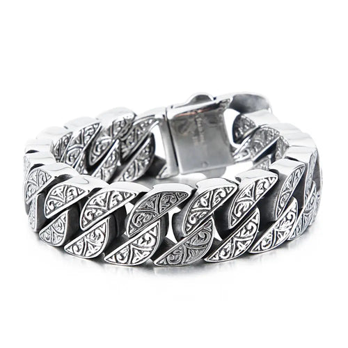 17mm Chunky Cuba Chain Bracelet For Men Stainless Steel 316L Cool Hand Thick Chain Jewelry