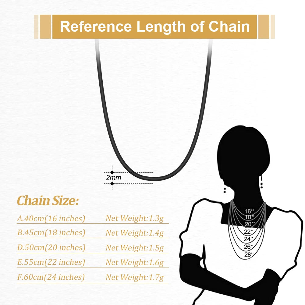 Rinntin Genuine Italian 2mm Black Leather Cord Chain Necklace for Women Men with 925 Sterling Silver Clasp Fashion Jewelry SC62