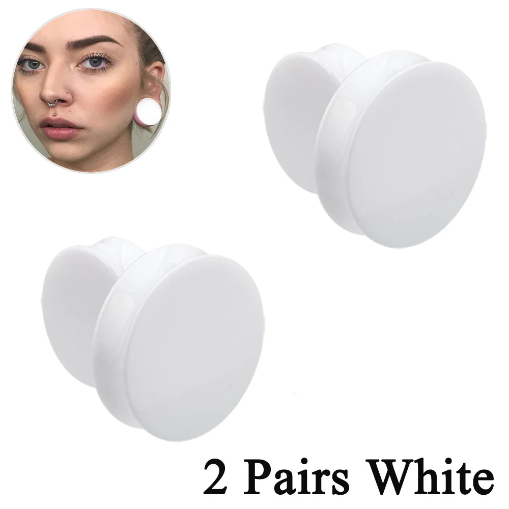 2Pair Acrylic Ear plugs White&Black Large Gauge ear Stretcher Big Size Saddle Flesh Tunnel Expander 3-50mm Body Piercing jewelry