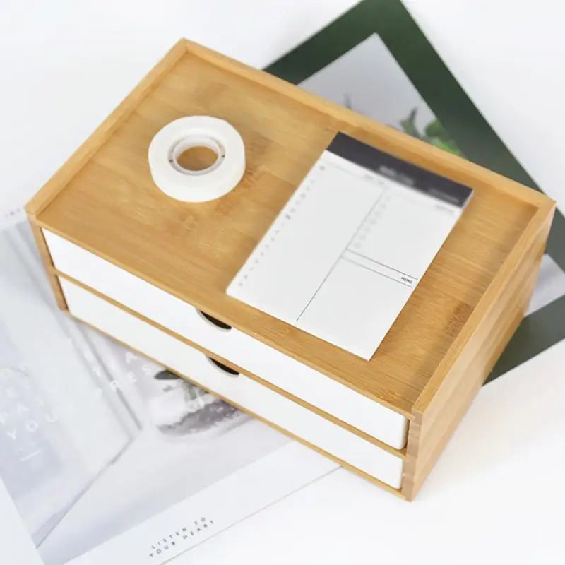 1-3 Layer Bamboo Storage Box Sundries Cosmetic Jewelry Stationery Headset Storage Box Home office hotel Storage Drawers