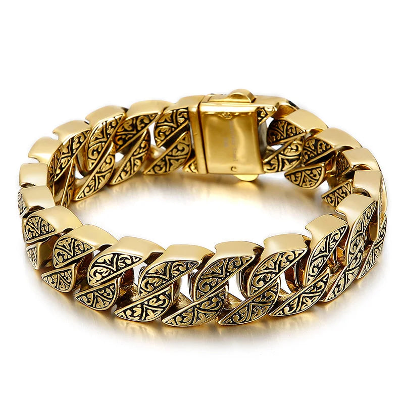 17mm Chunky Cuba Chain Bracelet For Men Stainless Steel 316L Cool Hand Thick Chain Jewelry