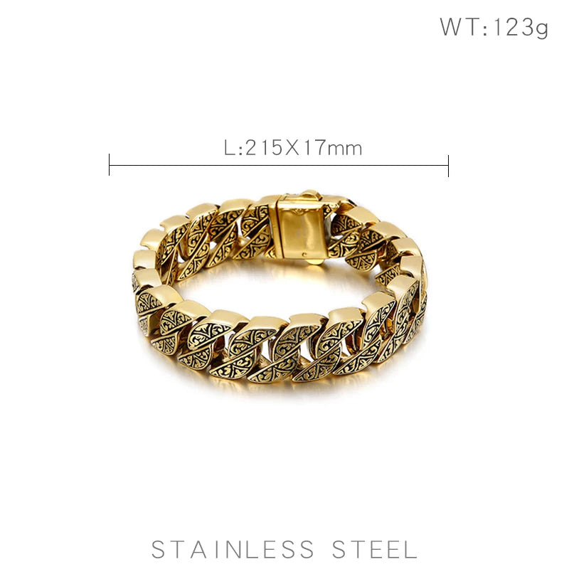 17mm Chunky Cuba Chain Bracelet For Men Stainless Steel 316L Cool Hand Thick Chain Jewelry