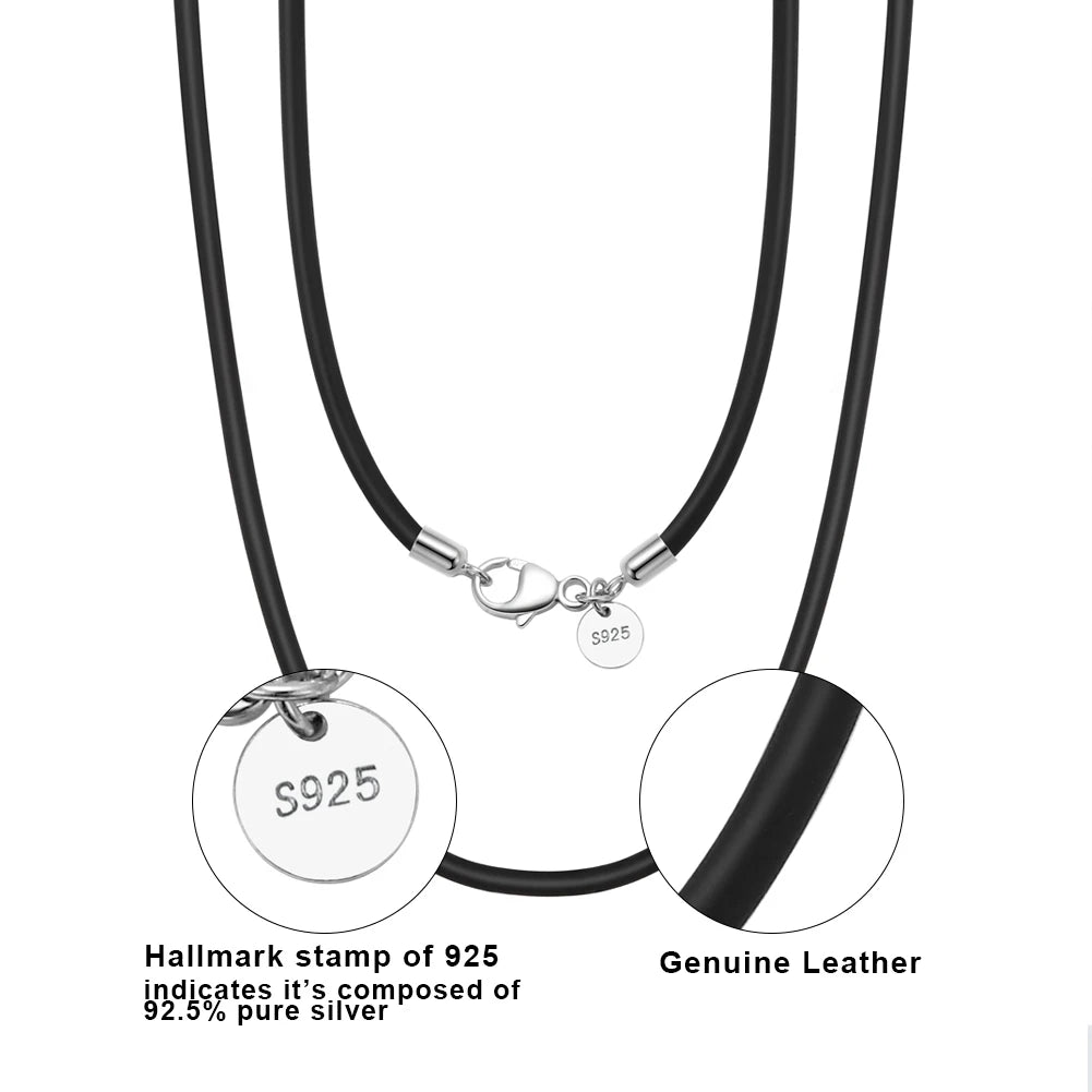 Rinntin Genuine Italian 2mm Black Leather Cord Chain Necklace for Women Men with 925 Sterling Silver Clasp Fashion Jewelry SC62