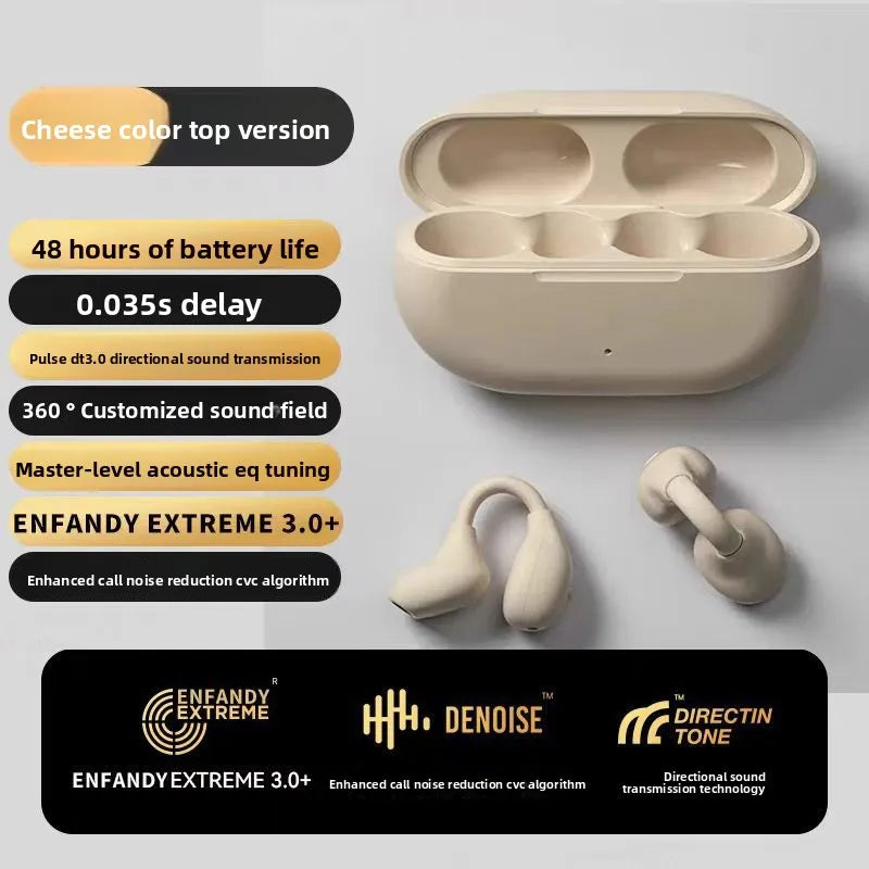 2025 for V5.3 Ear-Clip Wireless Headphones Bone Conduction ENC Noise Cancellation IPX5 Waterproof 30ms Low Delay Sports