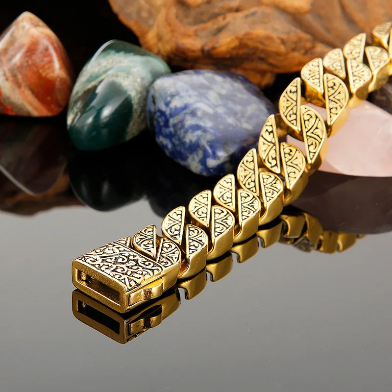 17mm Chunky Cuba Chain Bracelet For Men Stainless Steel 316L Cool Hand Thick Chain Jewelry