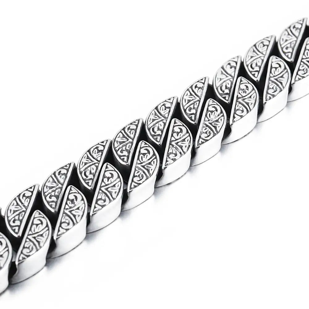 17mm Chunky Cuba Chain Bracelet For Men Stainless Steel 316L Cool Hand Thick Chain Jewelry