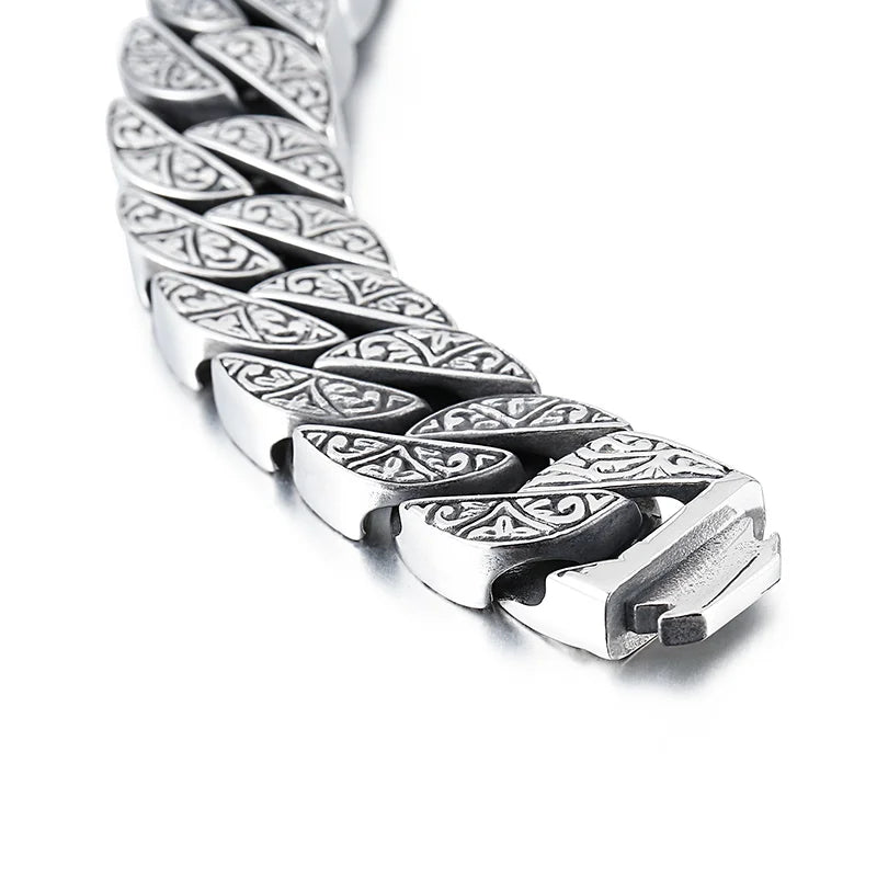 17mm Chunky Cuba Chain Bracelet For Men Stainless Steel 316L Cool Hand Thick Chain Jewelry