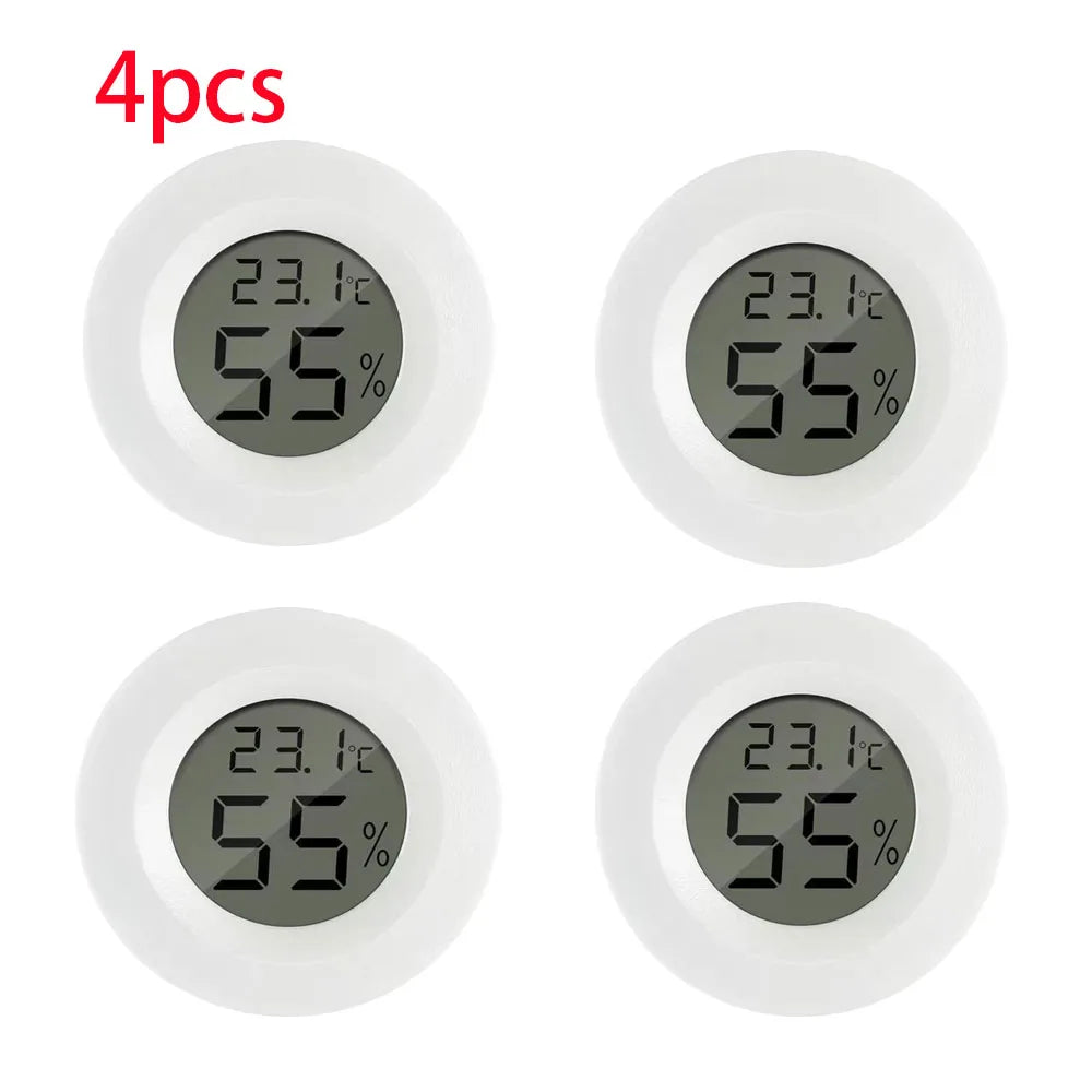2/4 Pcs Mini Hygrometer Thermometer Fahrenheit or Celsius Meter Digital LCD Monitor Indoor Room Round Humidity Temperature Gauge