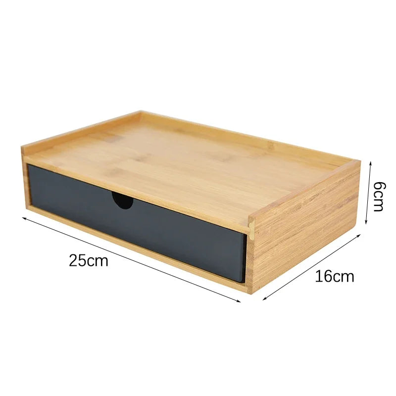 1-3 Layer Bamboo Storage Box Sundries Cosmetic Jewelry Stationery Headset Storage Box Home office hotel Storage Drawers