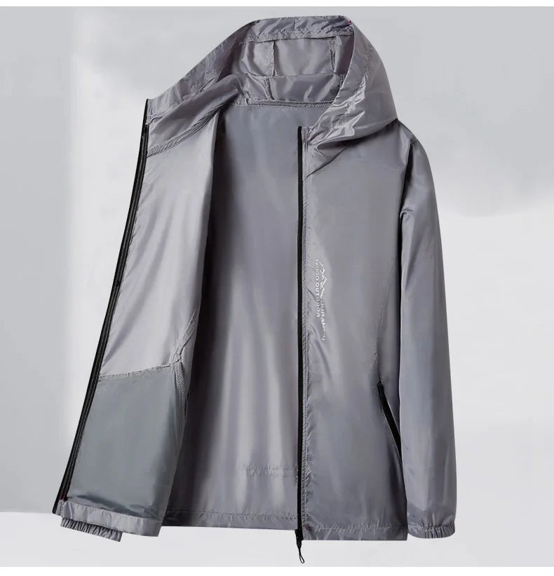 Summer Men's Sunscreen Jacket Ultra Light Ice Silk Breathable UPF50+UV Resistant Cycling Coat City Commuter Outdoor Hiking Jacke