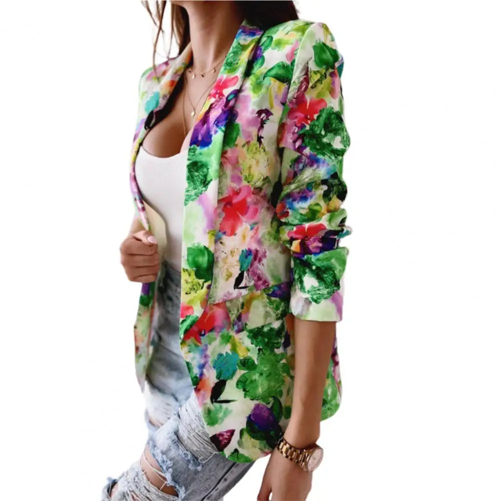 Suit Coat Popular Slim fitting Flower Pattern Women Cardigan Blazer
