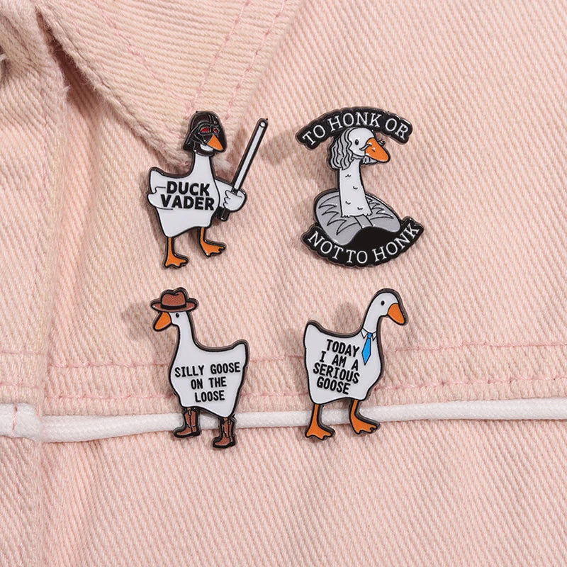 2-6pcs/set Cartoon Silly Goose Enamel Pins Trust Me I'm A Duckctor Animal Brooches Lapel Badge Funny Jewelry Gitfs For Friends
