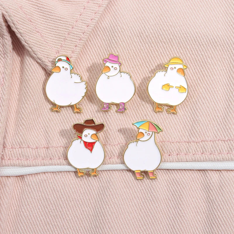 2-6pcs/set Cartoon Silly Goose Enamel Pins Trust Me I'm A Duckctor Animal Brooches Lapel Badge Funny Jewelry Gitfs For Friends