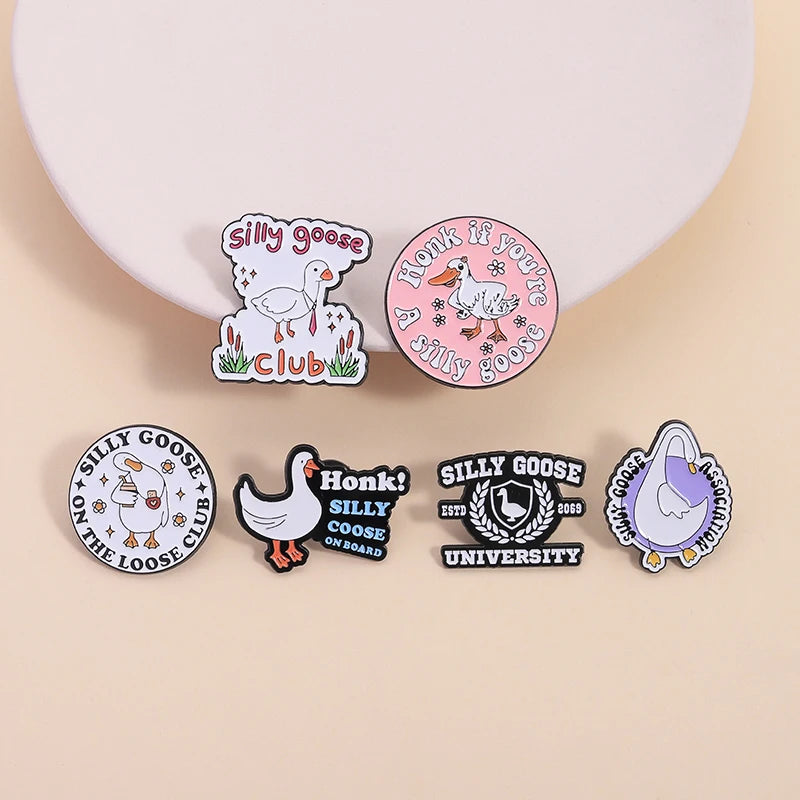 2-6pcs/set Cartoon Silly Goose Enamel Pins Trust Me I'm A Duckctor Animal Brooches Lapel Badge Funny Jewelry Gitfs For Friends