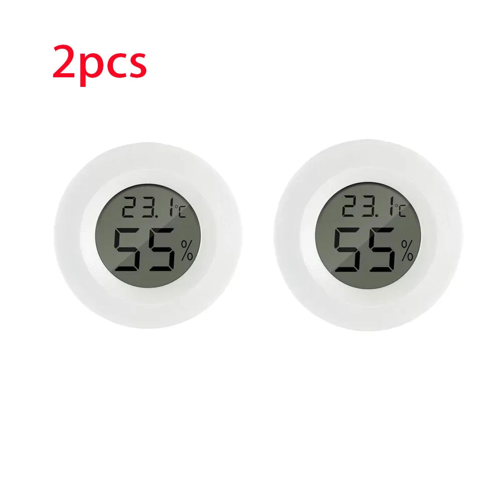 2/4 Pcs Mini Hygrometer Thermometer Fahrenheit or Celsius Meter Digital LCD Monitor Indoor Room Round Humidity Temperature Gauge