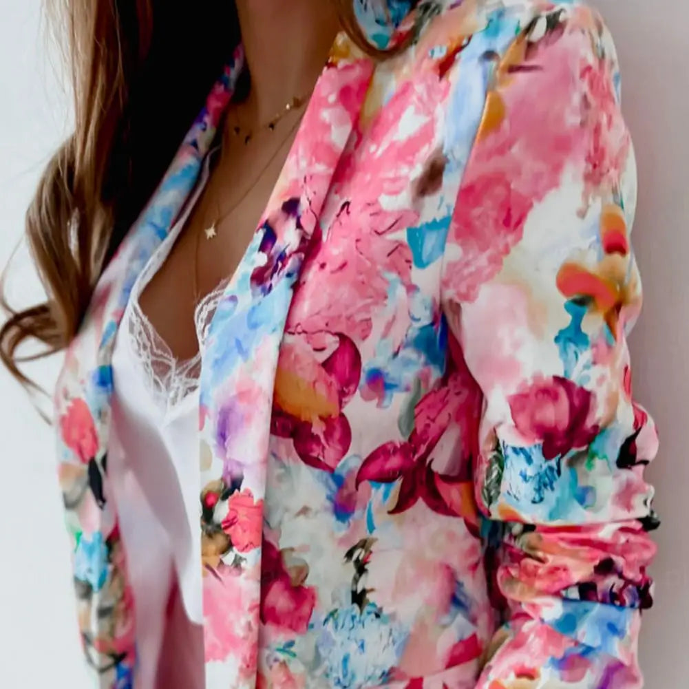 Suit Coat Popular Slim fitting Flower Pattern Women Cardigan Blazer
