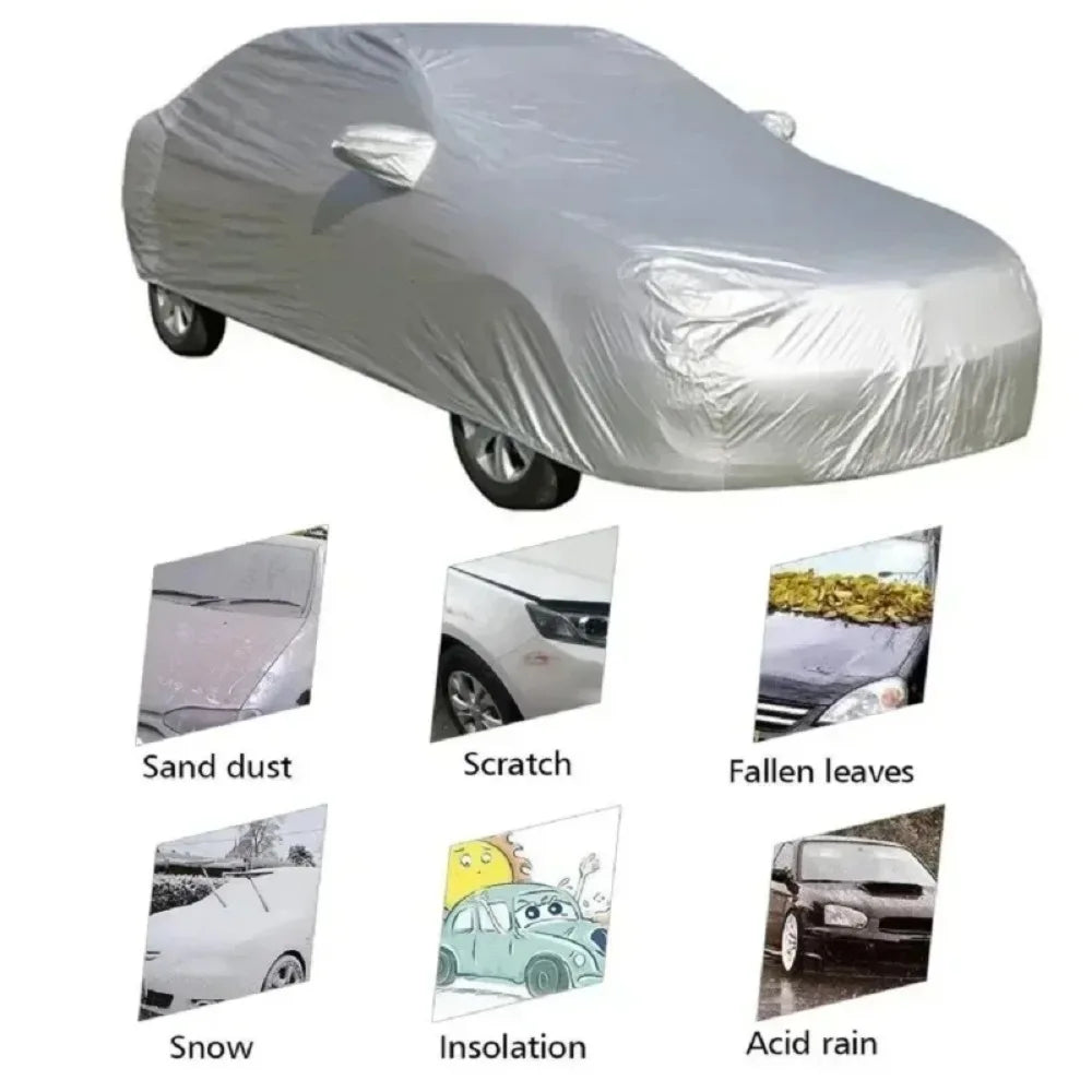1 PCS Four Seasons Fit Full Car Cover Waterproof Dustproof PE Film Coat Aluminum Protective Sunshade UV Ray Reflectioncar Cover