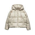 Women's Autumn Winter New Thickened Warm PU Imitation Leather Short Hooded Padded Jacket Top Faux Leather Parka Jacket Coat