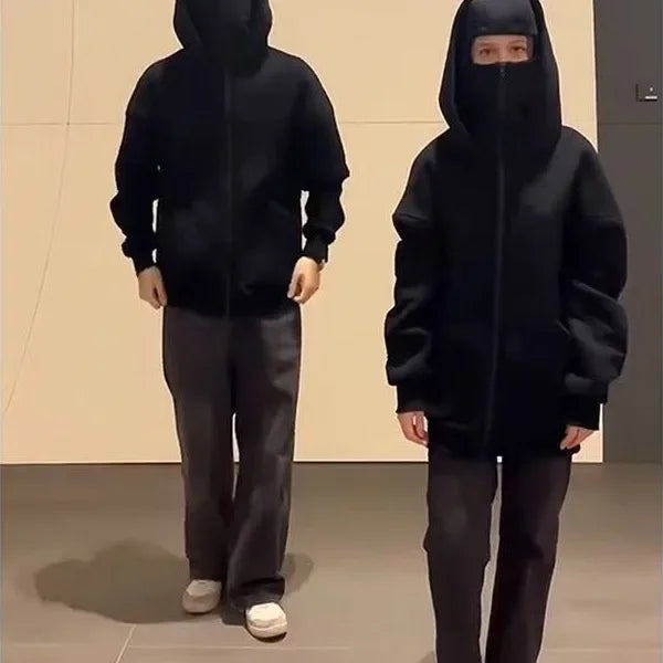 Men's Zip Hoodie Winter Warm Casual Sweatshirt with Hooded Face Mask Zipper Design Sports Jacket Outdoor Activities