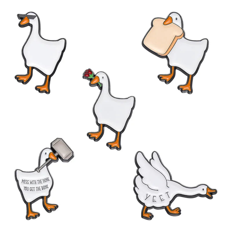 2-6pcs/set Cartoon Silly Goose Enamel Pins Trust Me I'm A Duckctor Animal Brooches Lapel Badge Funny Jewelry Gitfs For Friends