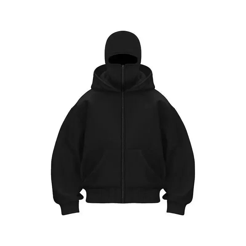 Men's Zip Hoodie Winter Warm Casual Sweatshirt with Hooded Face Mask Zipper Design Sports Jacket Outdoor Activities