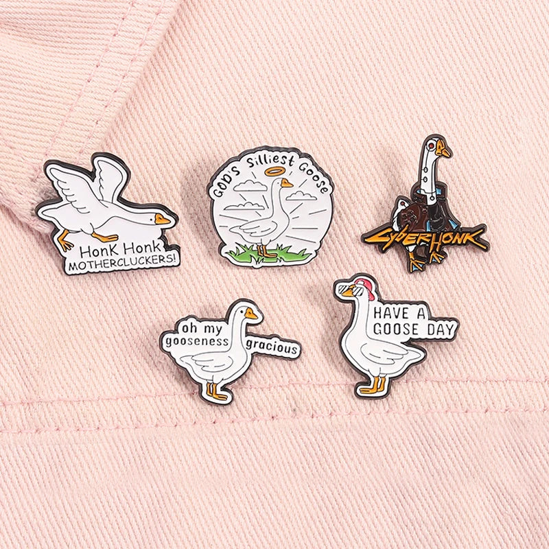 2-6pcs/set Cartoon Silly Goose Enamel Pins Trust Me I'm A Duckctor Animal Brooches Lapel Badge Funny Jewelry Gitfs For Friends
