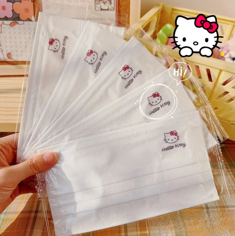 10pcs Sanrios Cartoon Breathable Mouth Face Mask Kuromi Melody Disposable Hygiene Face Shield Cute Outdoor Ornaments Girl Gift