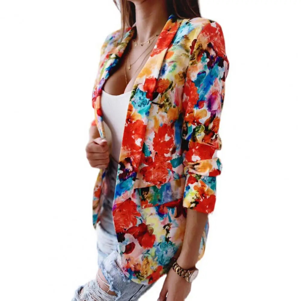 Suit Coat Popular Slim fitting Flower Pattern Women Cardigan Blazer