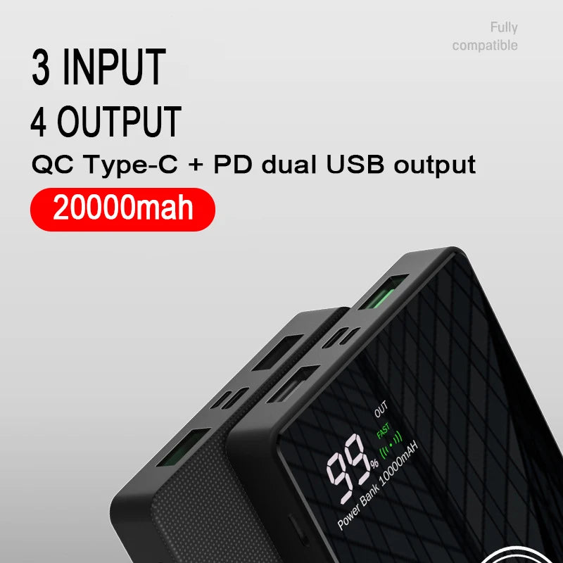 Wireless Charger Power Bank mirror Portable Battery Charger for iPhone 15