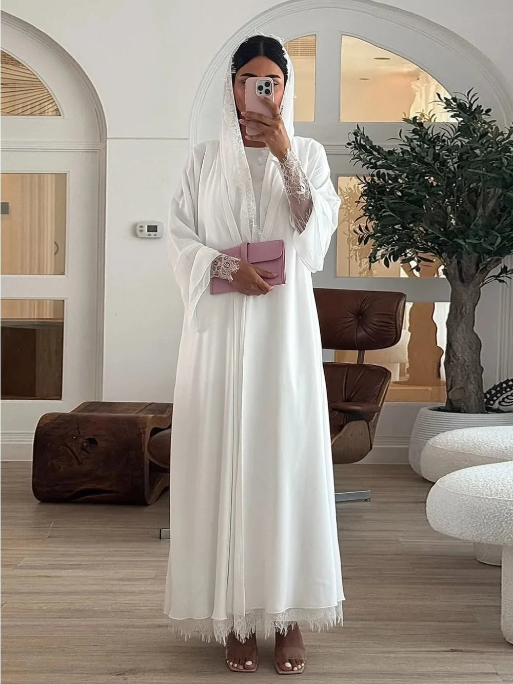 Eid Muslim Hijab Abaya Women Hollow Out Sleeve Abayas with Scarf Cardigan Jalabiya Party Dresses Dubai Kaftan Vestidos Long Robe