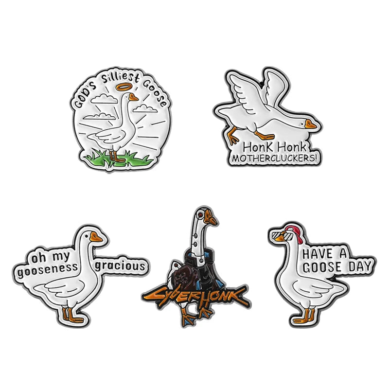 2-6pcs/set Cartoon Silly Goose Enamel Pins Trust Me I'm A Duckctor Animal Brooches Lapel Badge Funny Jewelry Gitfs For Friends