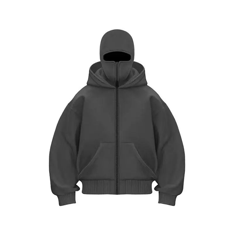 Men's Zip Hoodie Winter Warm Casual Sweatshirt with Hooded Face Mask Zipper Design Sports Jacket Outdoor Activities