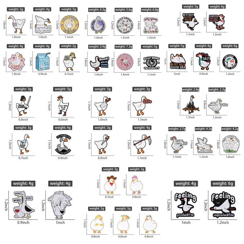 2-6pcs/set Cartoon Silly Goose Enamel Pins Trust Me I'm A Duckctor Animal Brooches Lapel Badge Funny Jewelry Gitfs For Friends