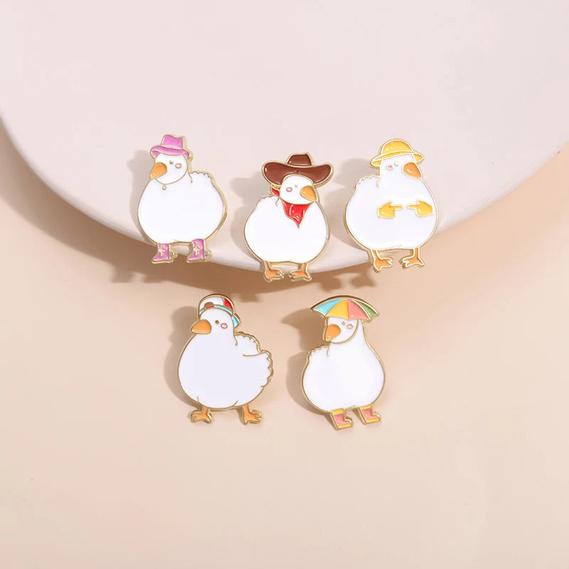 2-6pcs/set Cartoon Silly Goose Enamel Pins Trust Me I'm A Duckctor Animal Brooches Lapel Badge Funny Jewelry Gitfs For Friends
