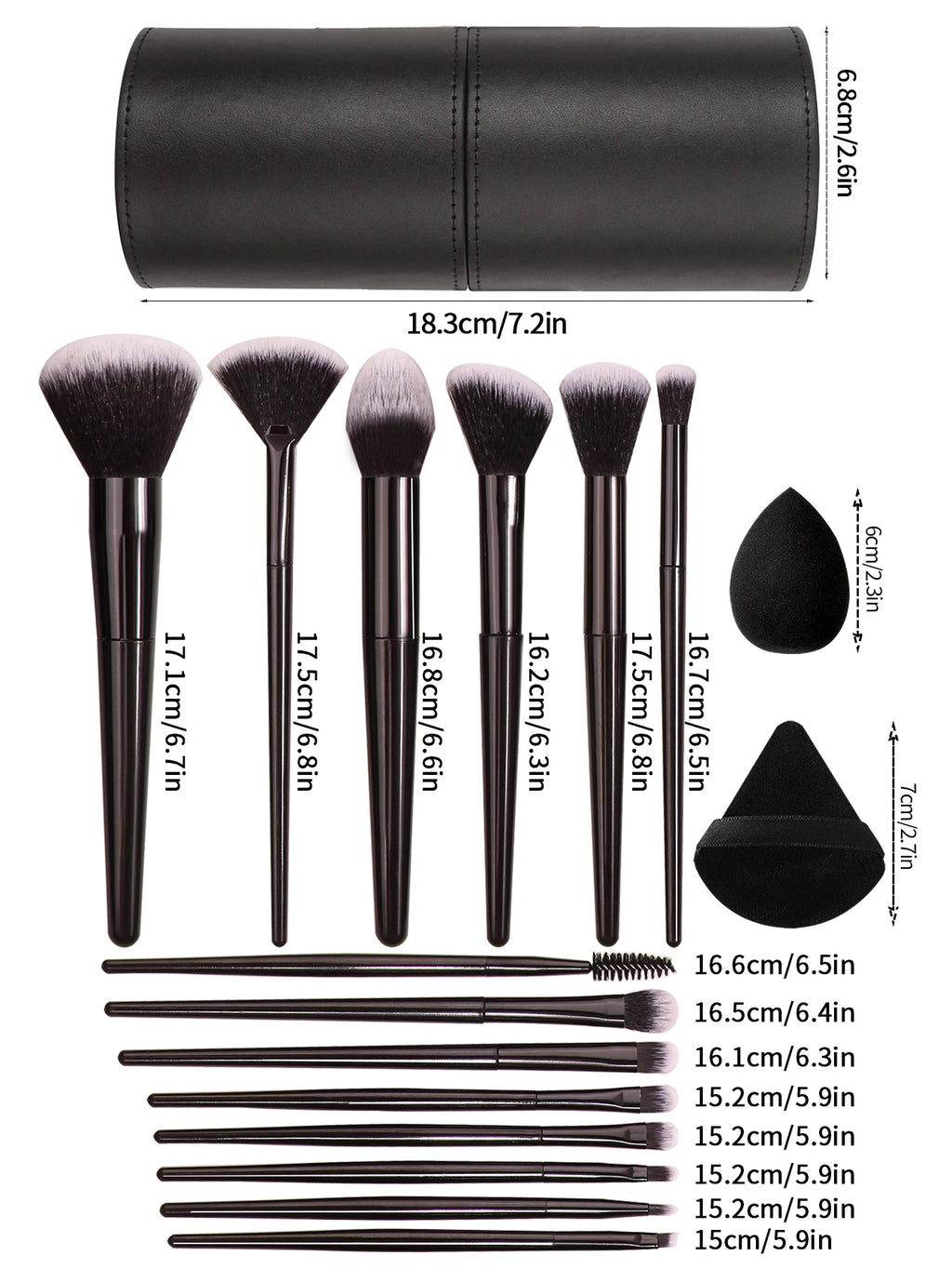 Black Makeup Brush Set Professional Super soft detail brush Blush Brush