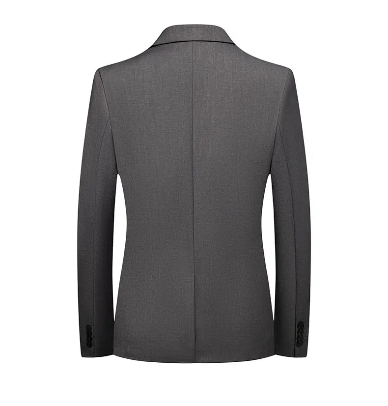 Men's Slim Fit Solid Color Business Suit Korean Style Single Breasted Spring Autumn Fashion High-End Polyester Trend Coat