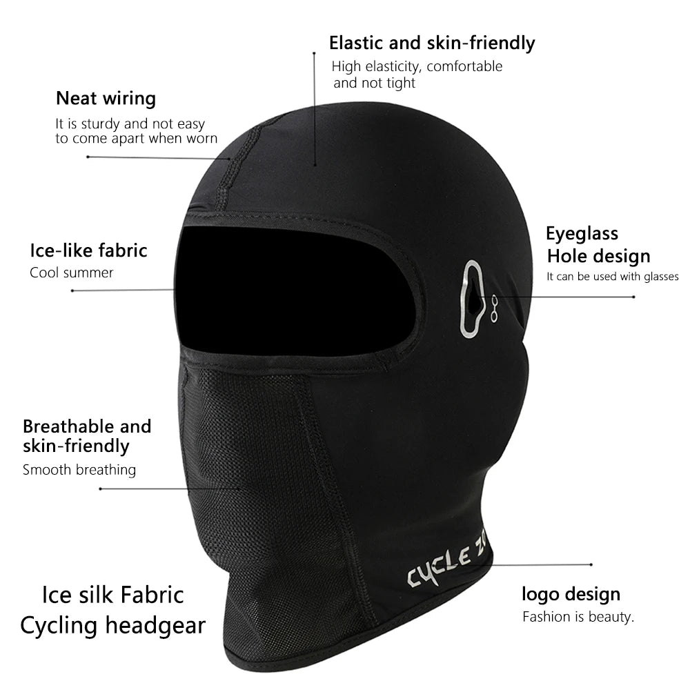 Full Face Mask Motorcycle Balaclava Hat UV Protection Breathable Scarf MTB Bike Cycling Full Mask with Glasses Hole for Outdoor