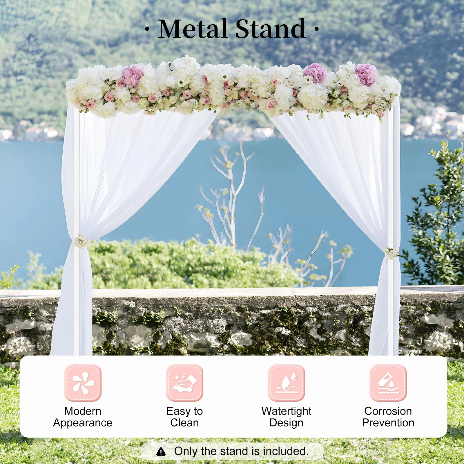 2*2m White/yellow Extra Large Square Wedding Arches for Ceremony,W6.56xH6.56FT Wedding Metal Arch Backdrop Stand