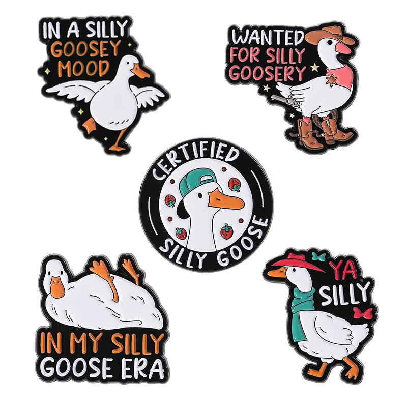 2-6pcs/set Cartoon Silly Goose Enamel Pins Trust Me I'm A Duckctor Animal Brooches Lapel Badge Funny Jewelry Gitfs For Friends