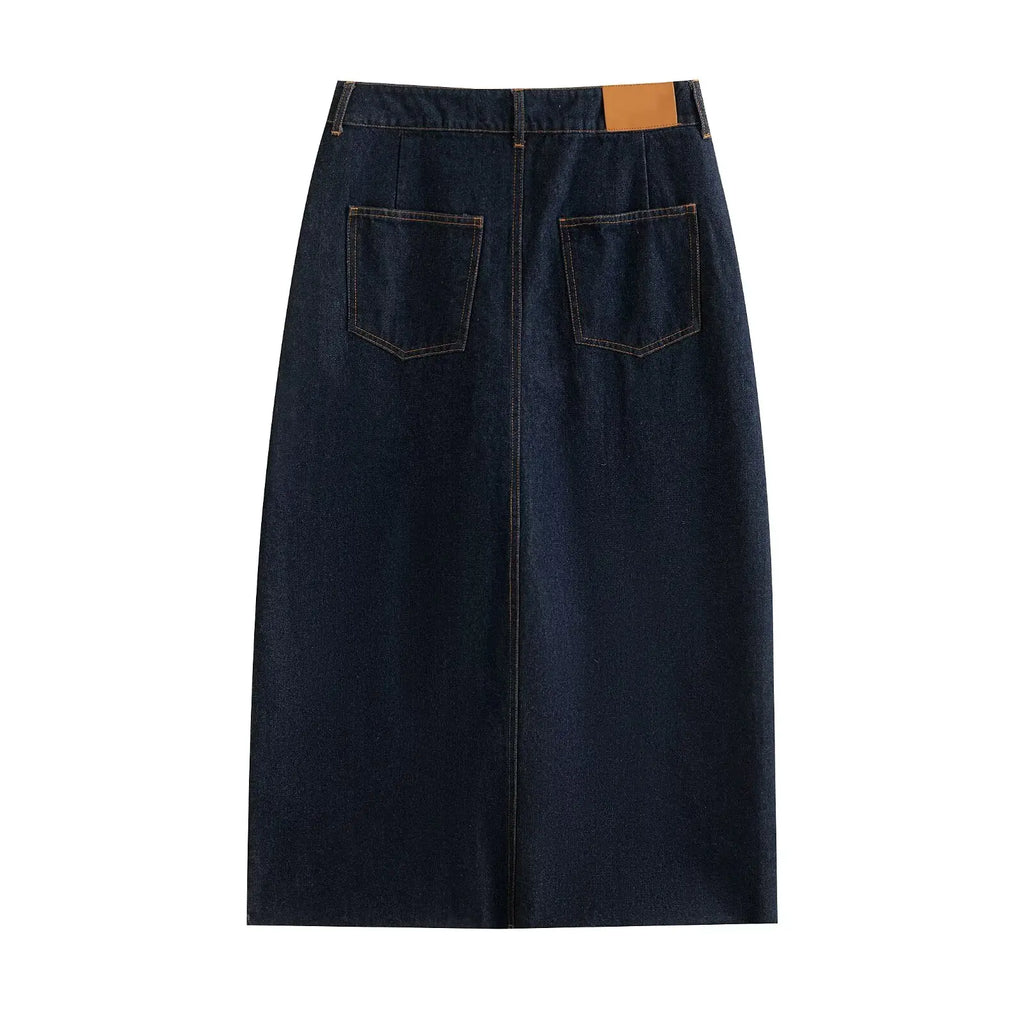 Nlzgmsj Spring Women Casula Denim Long Skirts Sets New Fashion Denim Cropped Vest Coat Women Suit Casual Set Womens Outfits ﻿