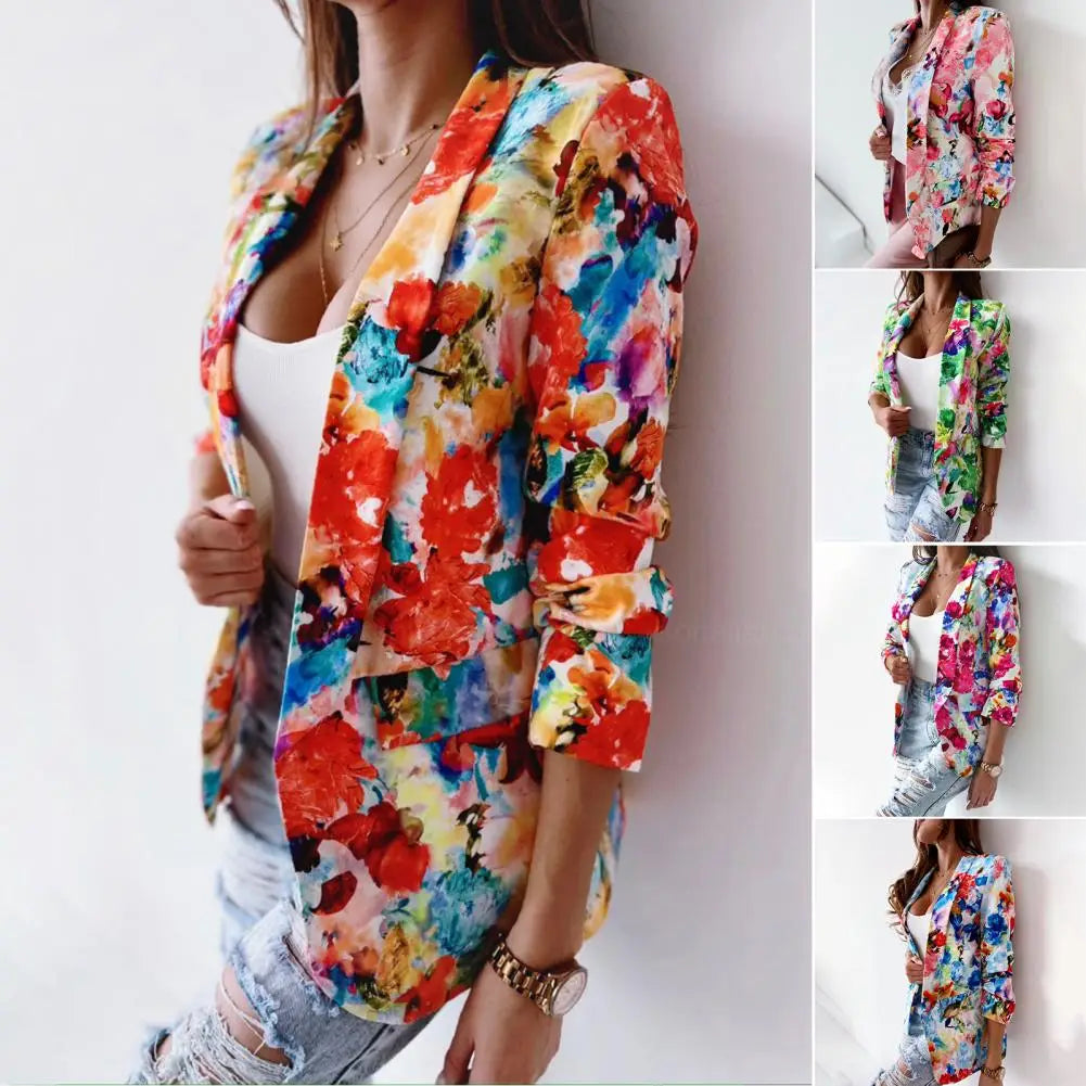 Suit Coat Popular Slim fitting Flower Pattern Women Cardigan Blazer
