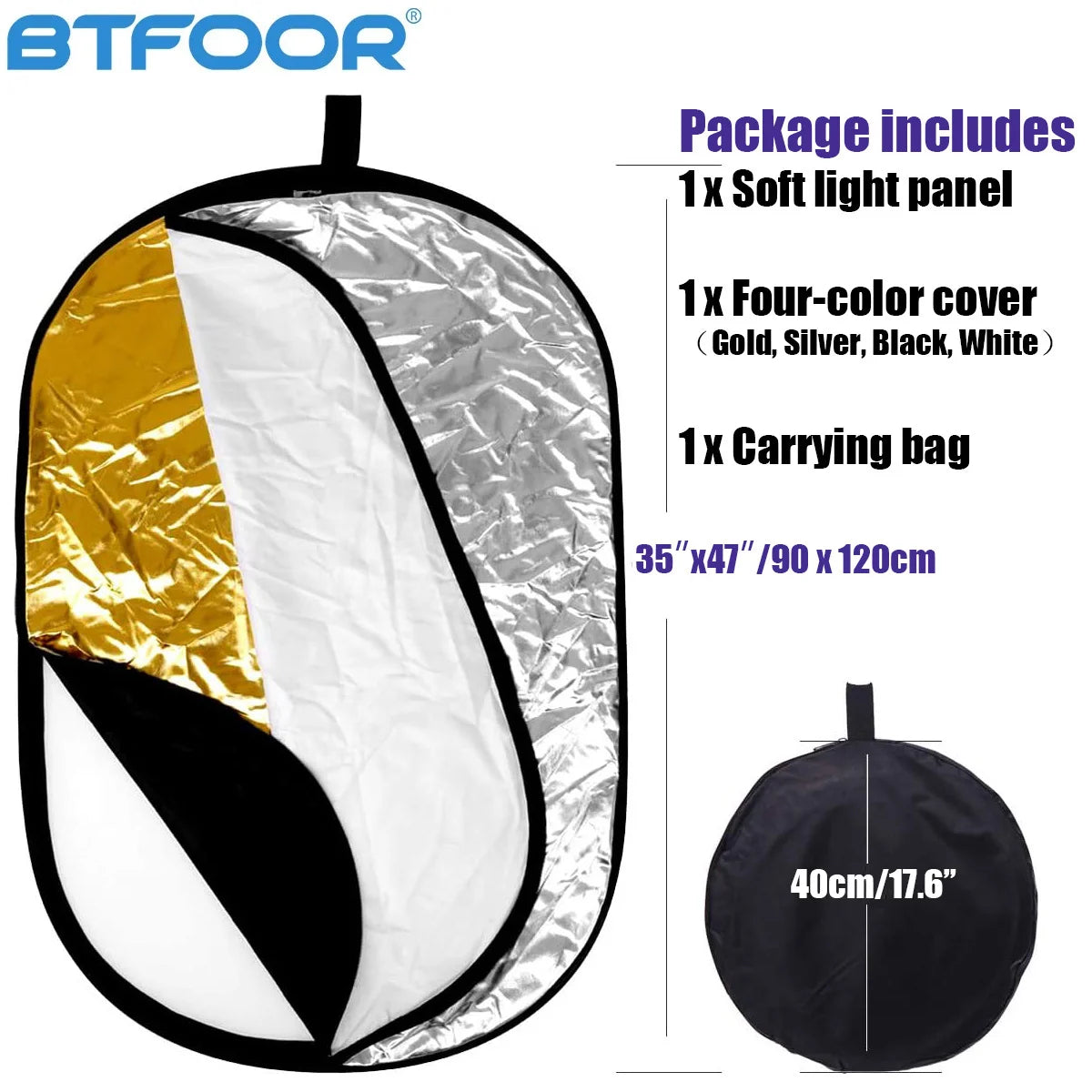 24"x35" 60x90cm 5in1 Oval Reflector Photography Collapsible Portable Light Diffuser Photo Multi Color 90x120 100x150 150x200