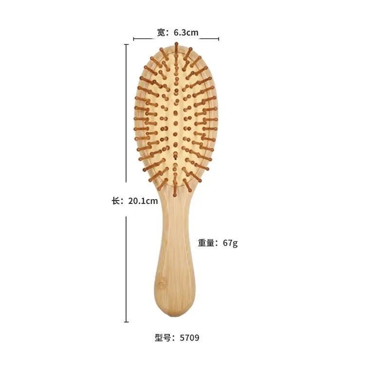Natural Bamboo Hair Brush Comb Paddle Improve Hair Growth Anti-Static No Hair Tangle Comb Air Cushion Combs For Scalp Massage