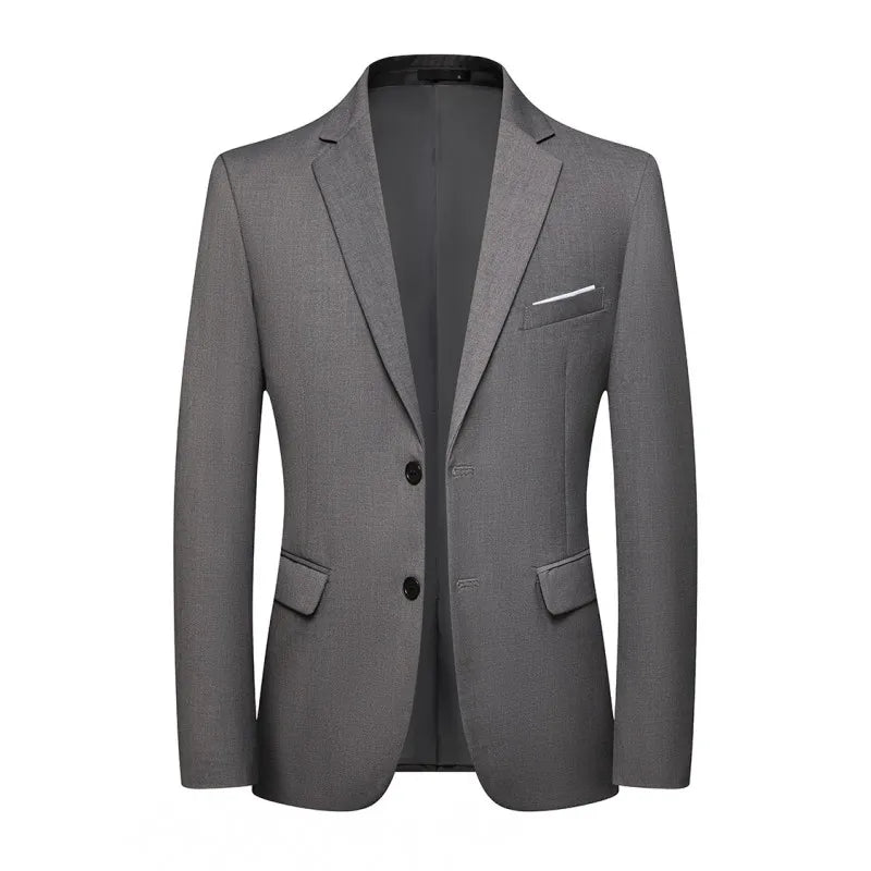 Men's Slim Fit Solid Color Business Suit Korean Style Single Breasted Spring Autumn Fashion High-End Polyester Trend Coat