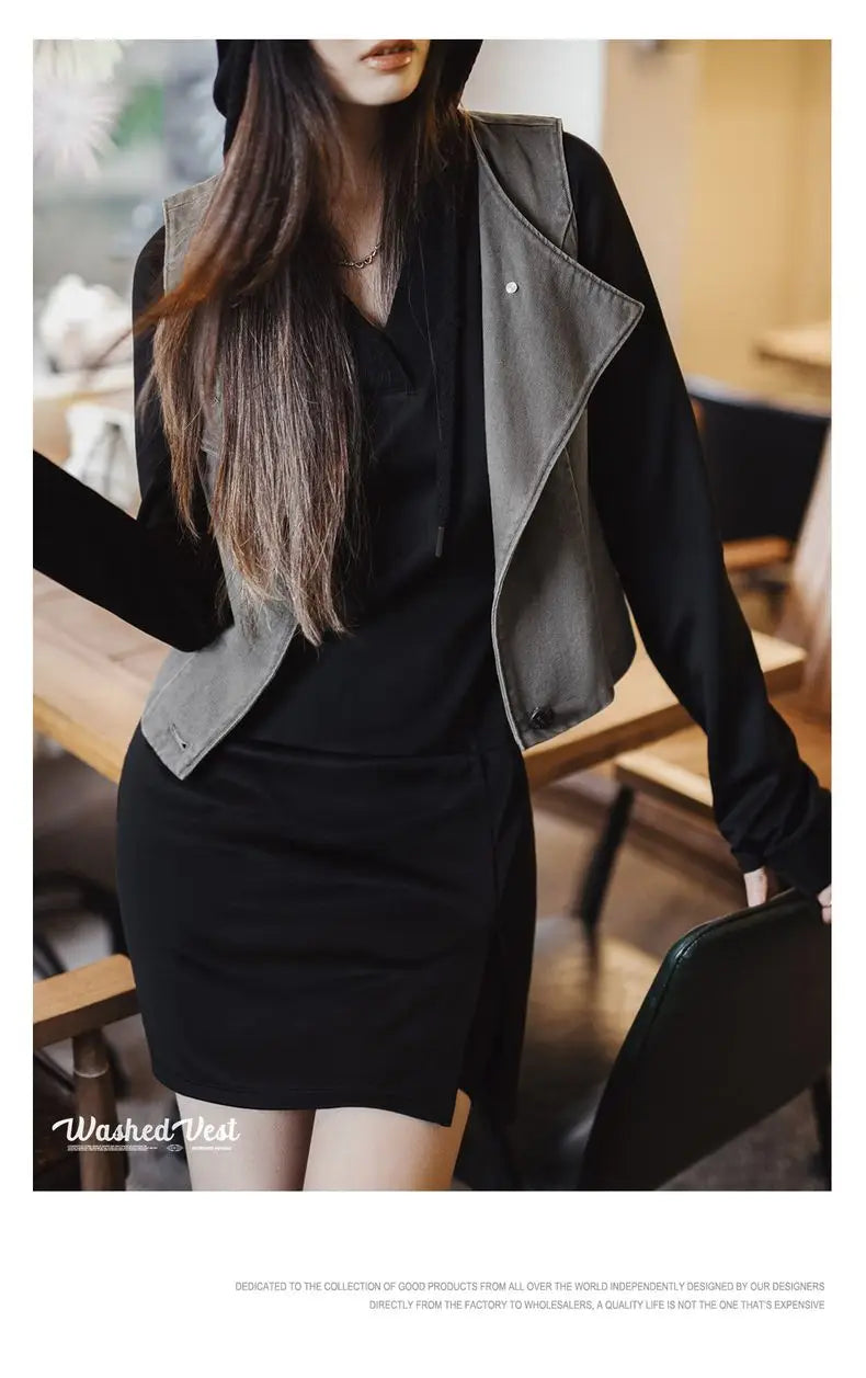 Maden Casual Sleeveless Cardigan Vest Women's Spring and Summer Vintage Single Breasted Layering Waistcoat Versatile Tank Tops