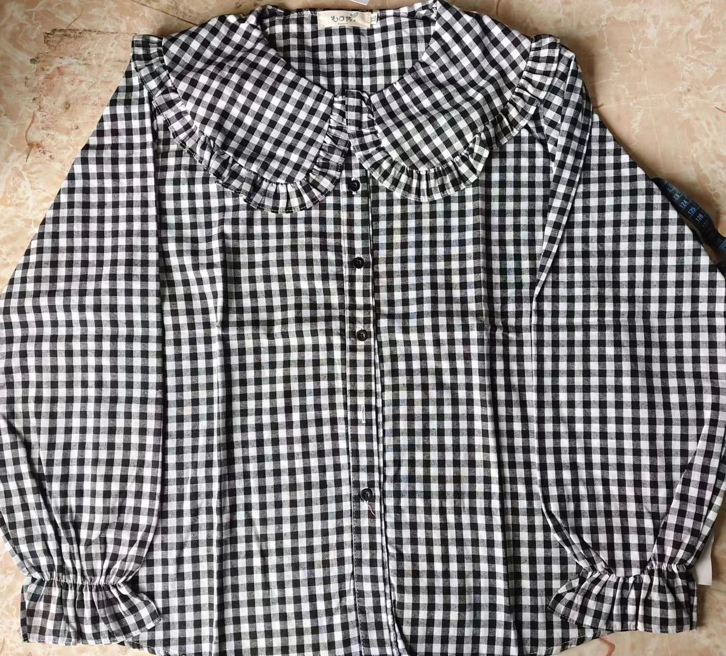 Women Blouse Spring Black  White Plaid Long Sleeve Loose-Fitting Shirt Coat Top Blusas Ropa De Mujer