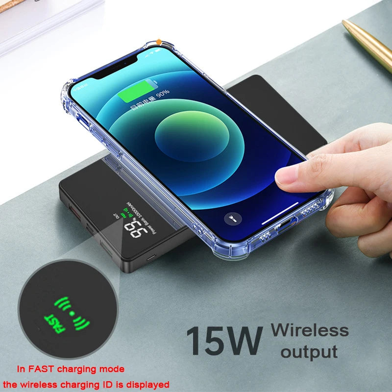Wireless Charger Power Bank mirror Portable Battery Charger for iPhone 15