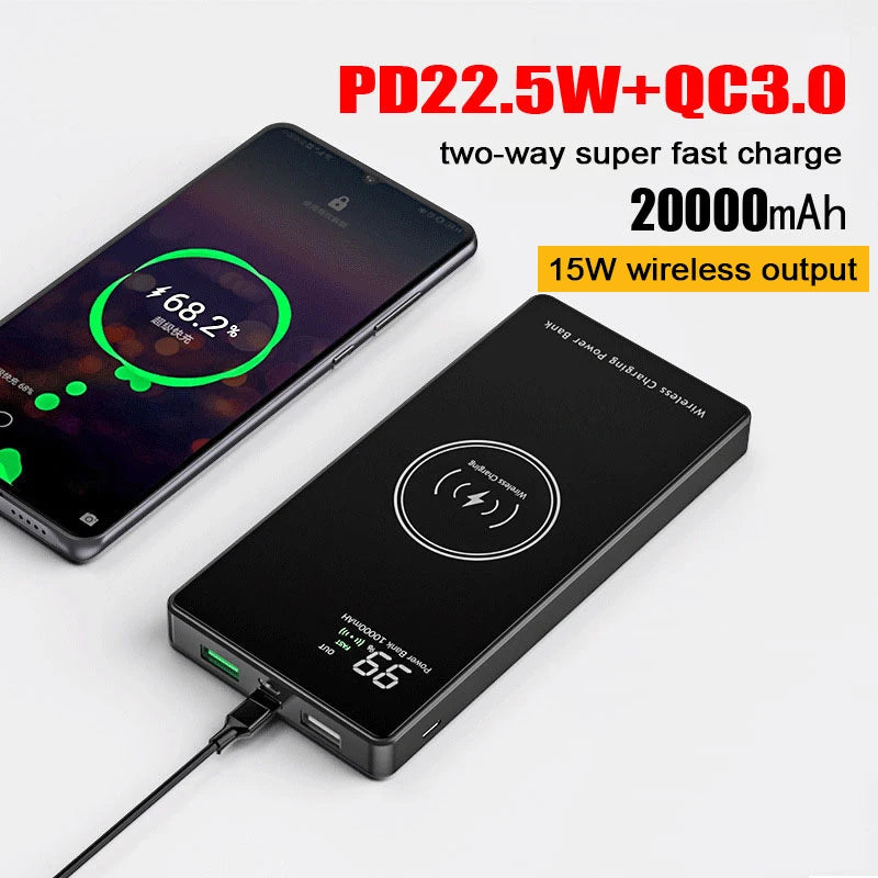Wireless Charger Power Bank mirror Portable Battery Charger for iPhone 15